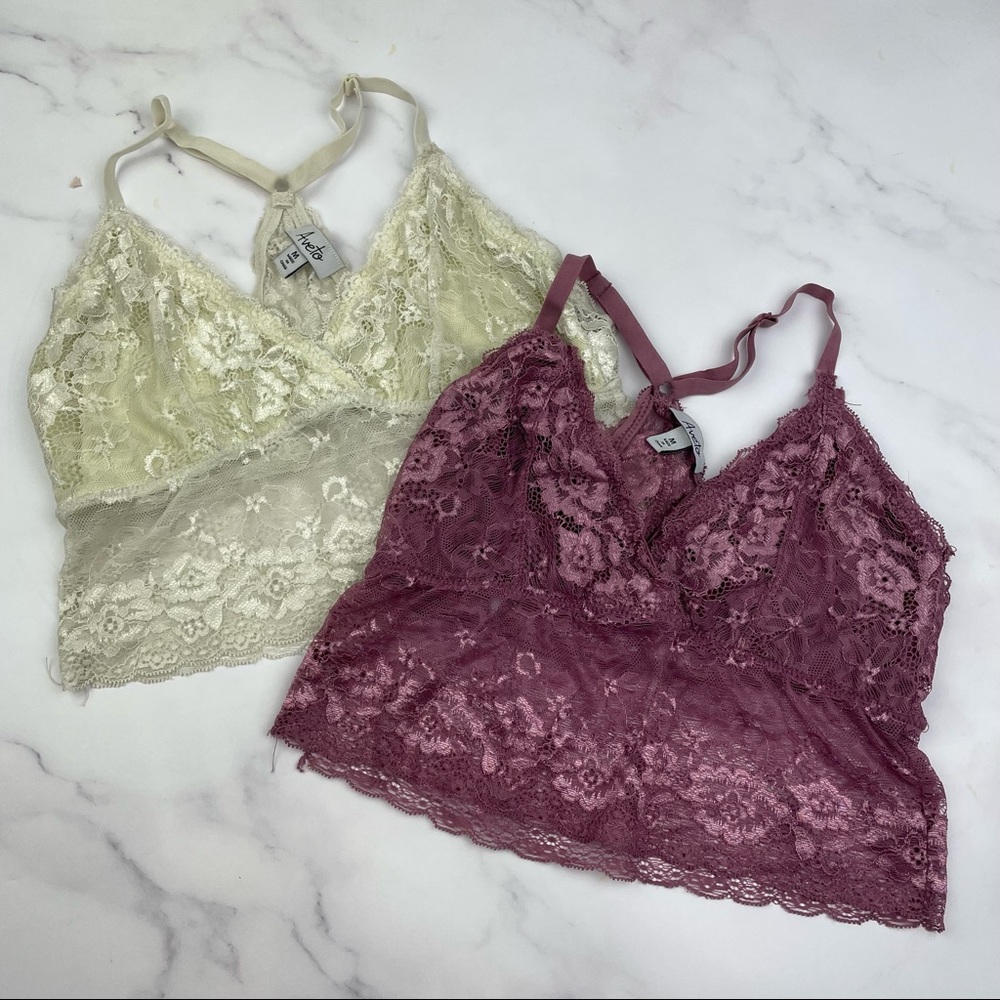 Aveto Lace Racerback Bralette Set of 2 Medium